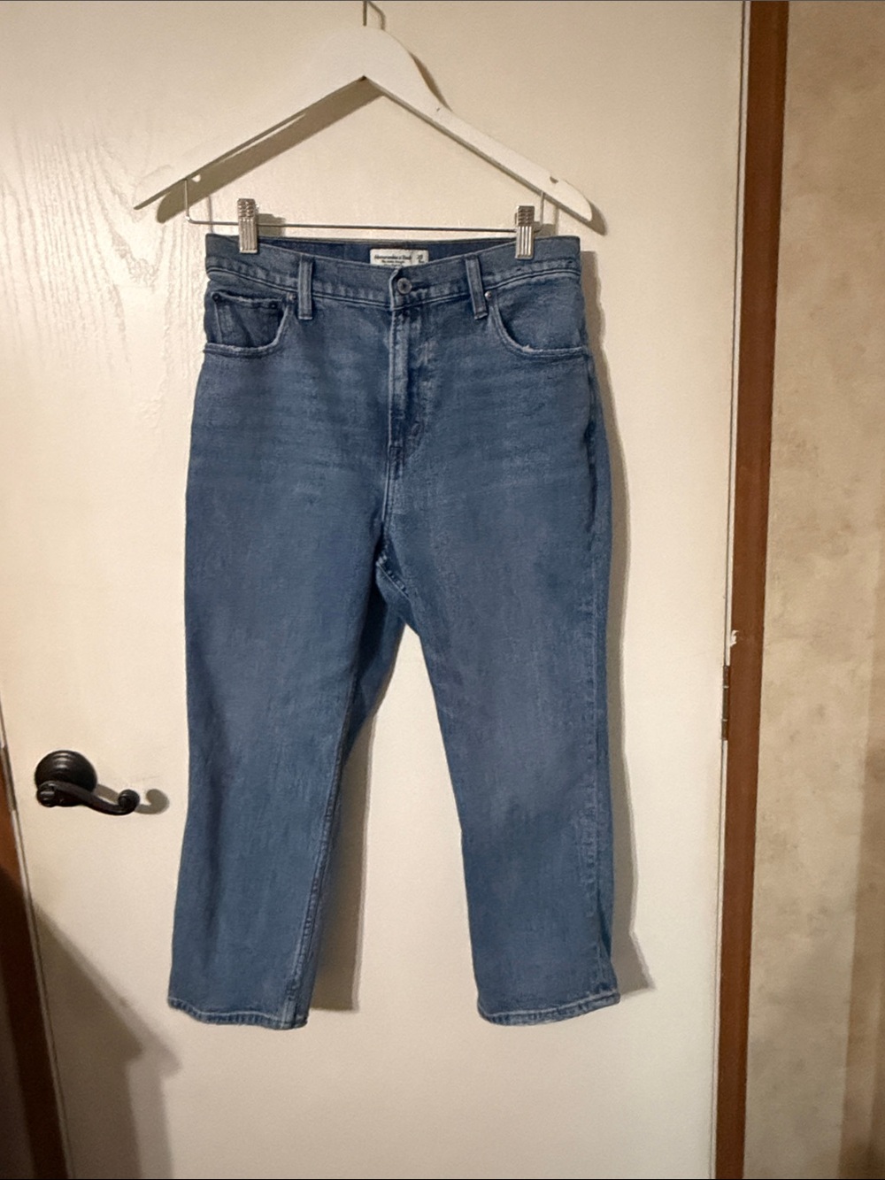 Abercrombie & Fitch Light Blue Ankle Straight Ultra High Rise Jeans